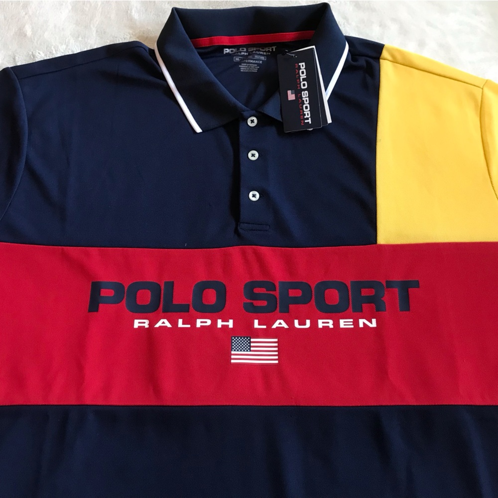 Polo Sport Ralph Lauren Navy, Red, and Yellow Performance Shirt
